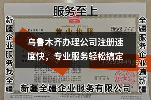 烏魯木齊辦理公司注冊速度快，專業(yè)服務(wù)輕松搞定